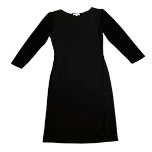Velvet‎ Torch Black Sheath Mesh Sleeves Dress Crew Neck Size M